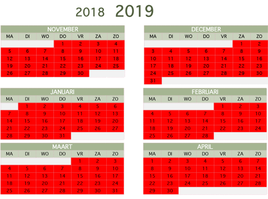 Beschikbaarheid winter 2018-2019